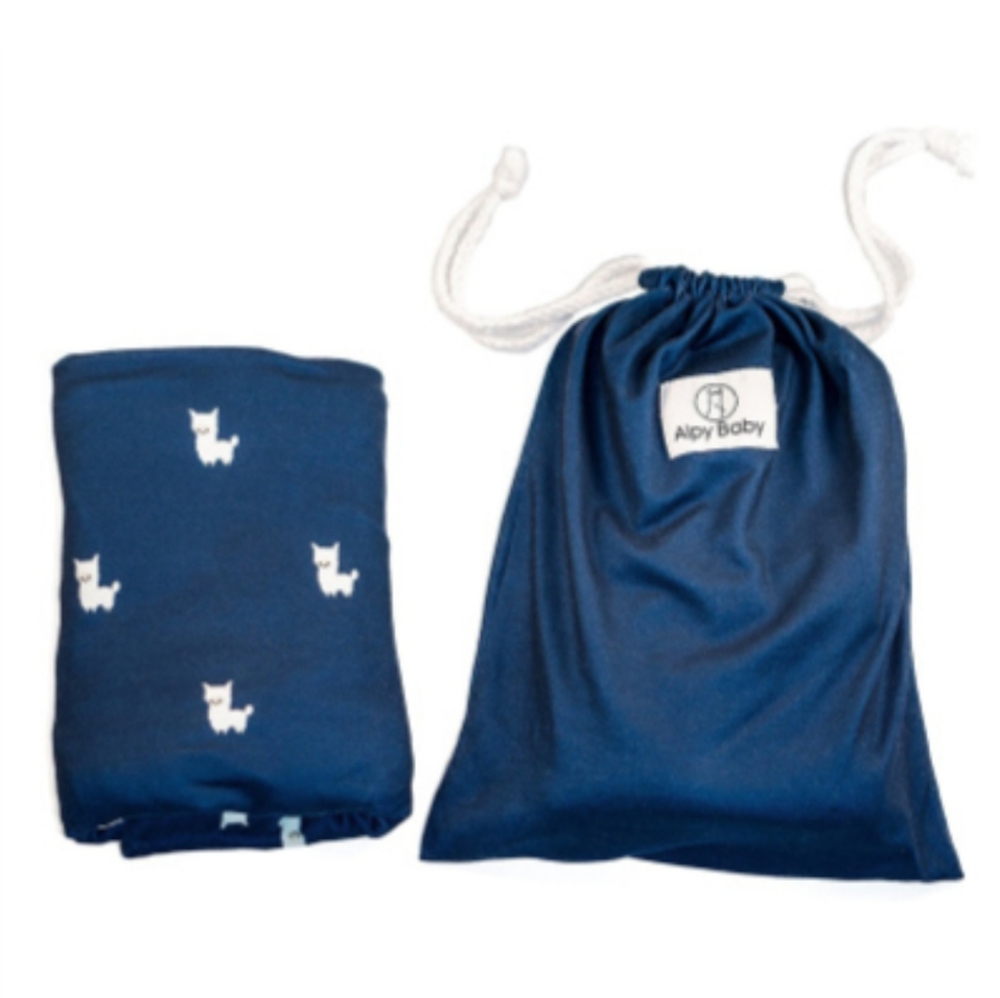 Alpy Baby Car Seat and Nursing Cover for Breastfeeding - Navy with White Llamas
